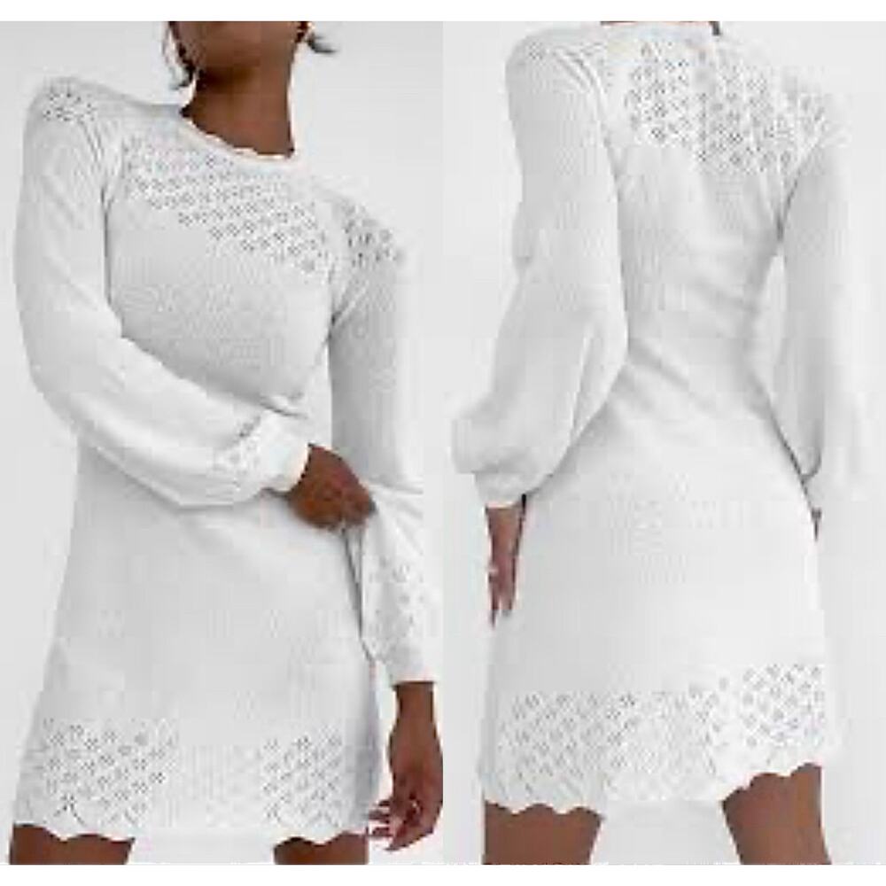 Rumored Vermont Mini Dress White MEDIUM‎ Sweater Soft Girl Bohemian NWT